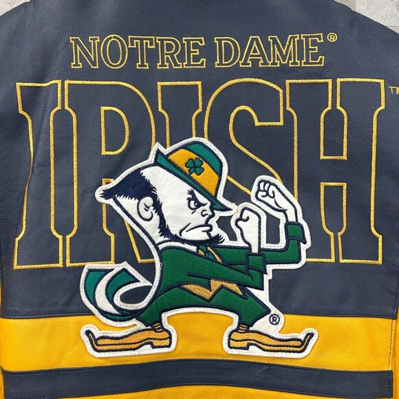 Vintage Notre Dame Leather Jacket Mens Large Bomber Fighting Irish Letterman - Picture 4 of 13
